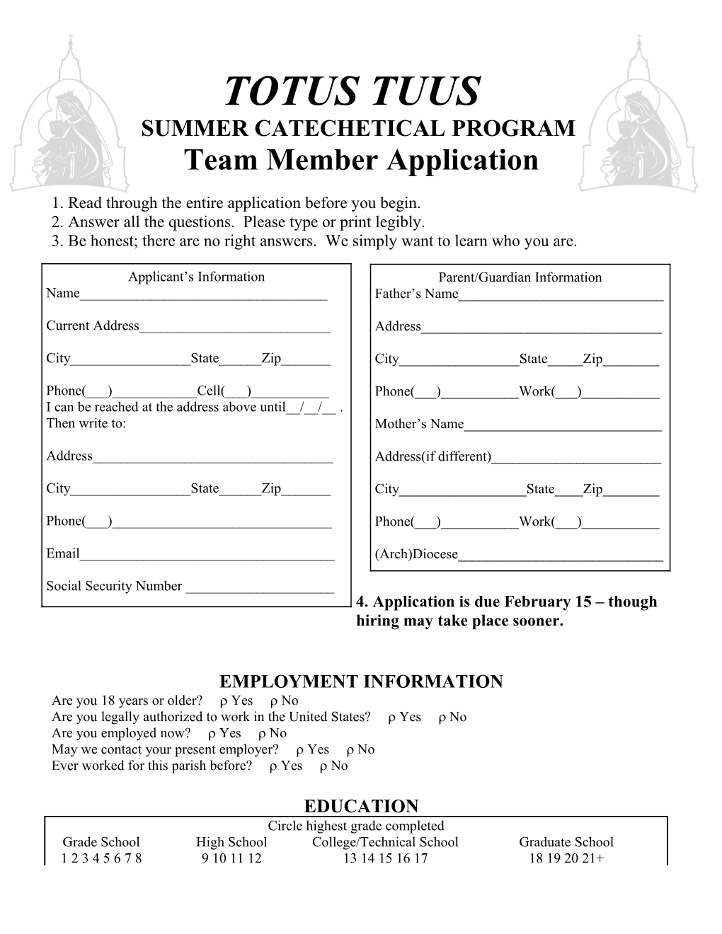 Summer Catechetical Program