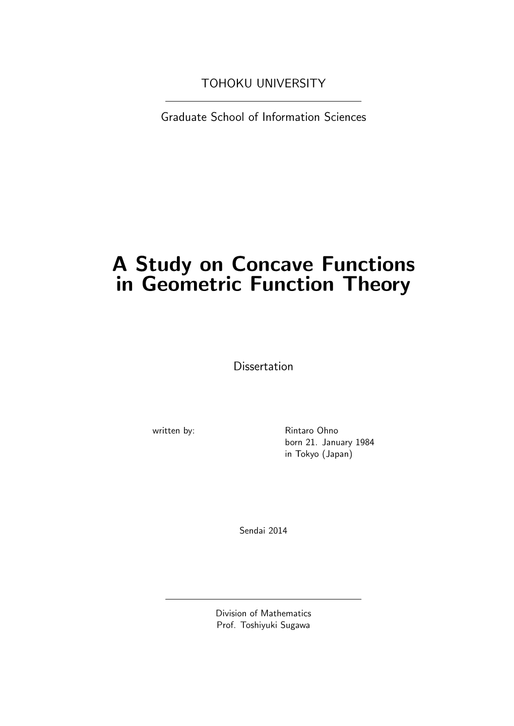 A Study on Concave Functions in Geometric Function Theory