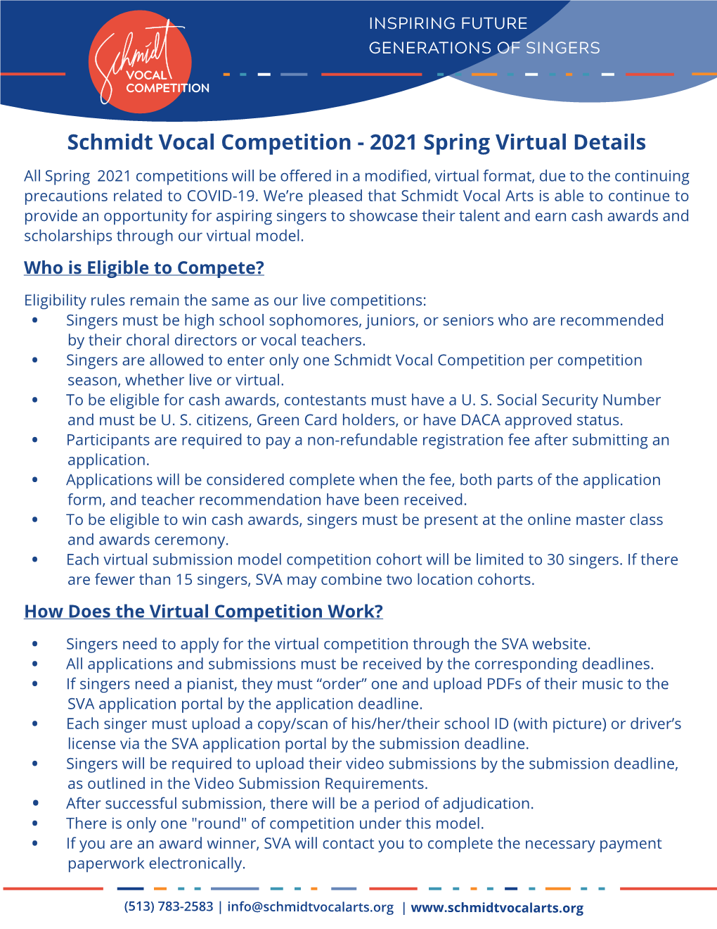 Schmidt Vocal Competition - 2021 Spring Virtual Details