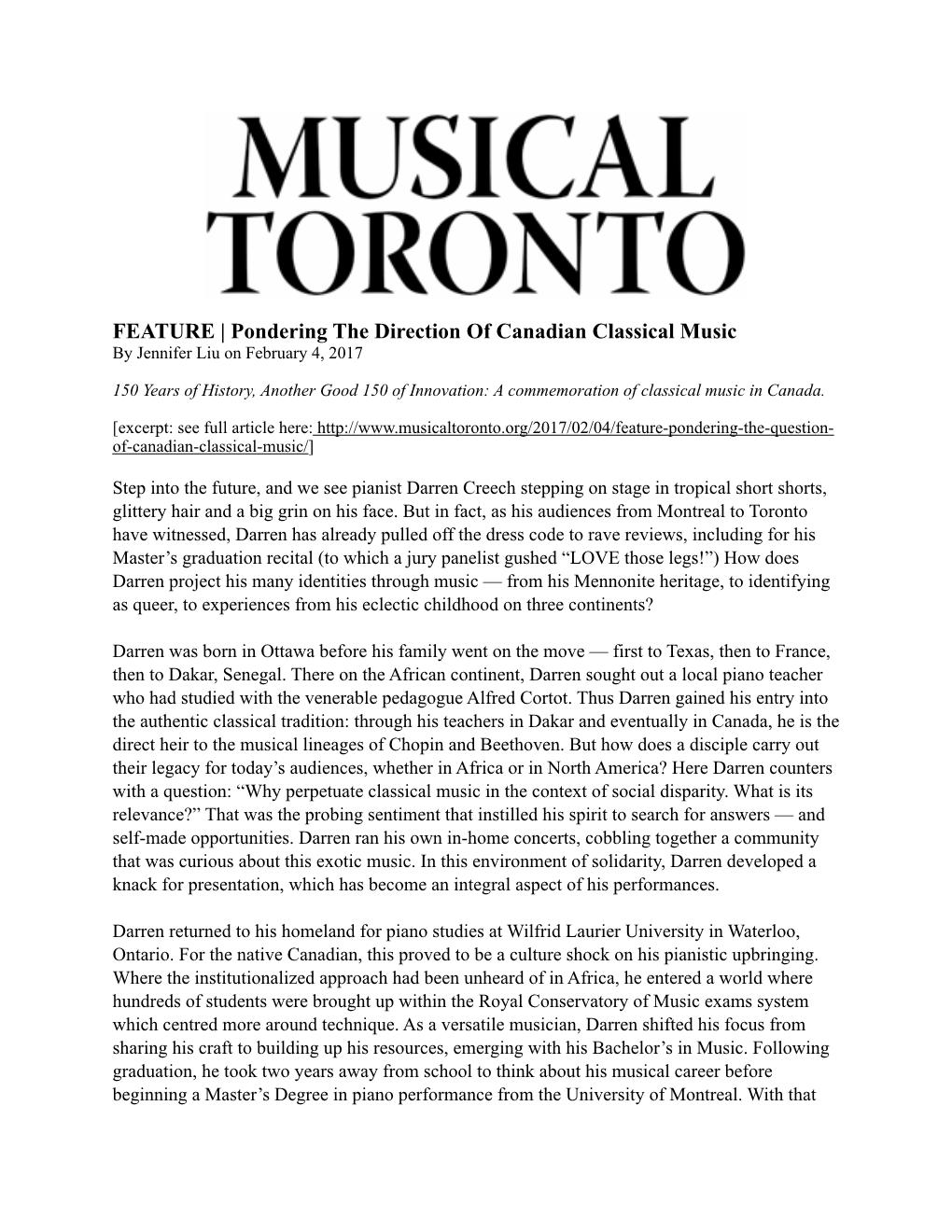 FEATURE | Pondering the Direction of Canadian Classical Music by Jennifer Liu on February 4, 2017