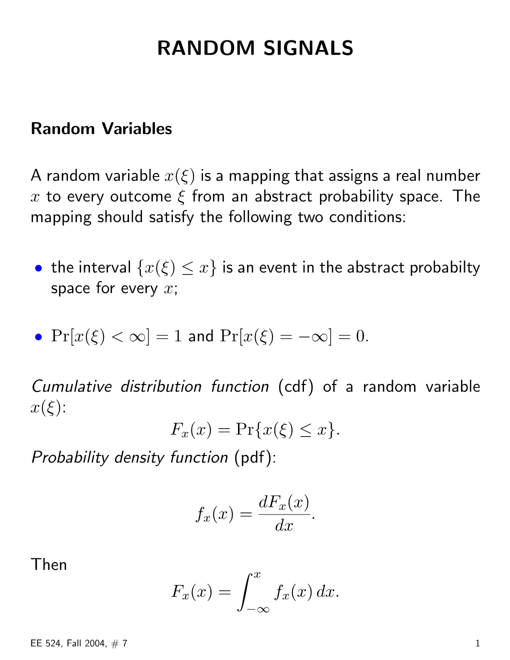 Random Signals