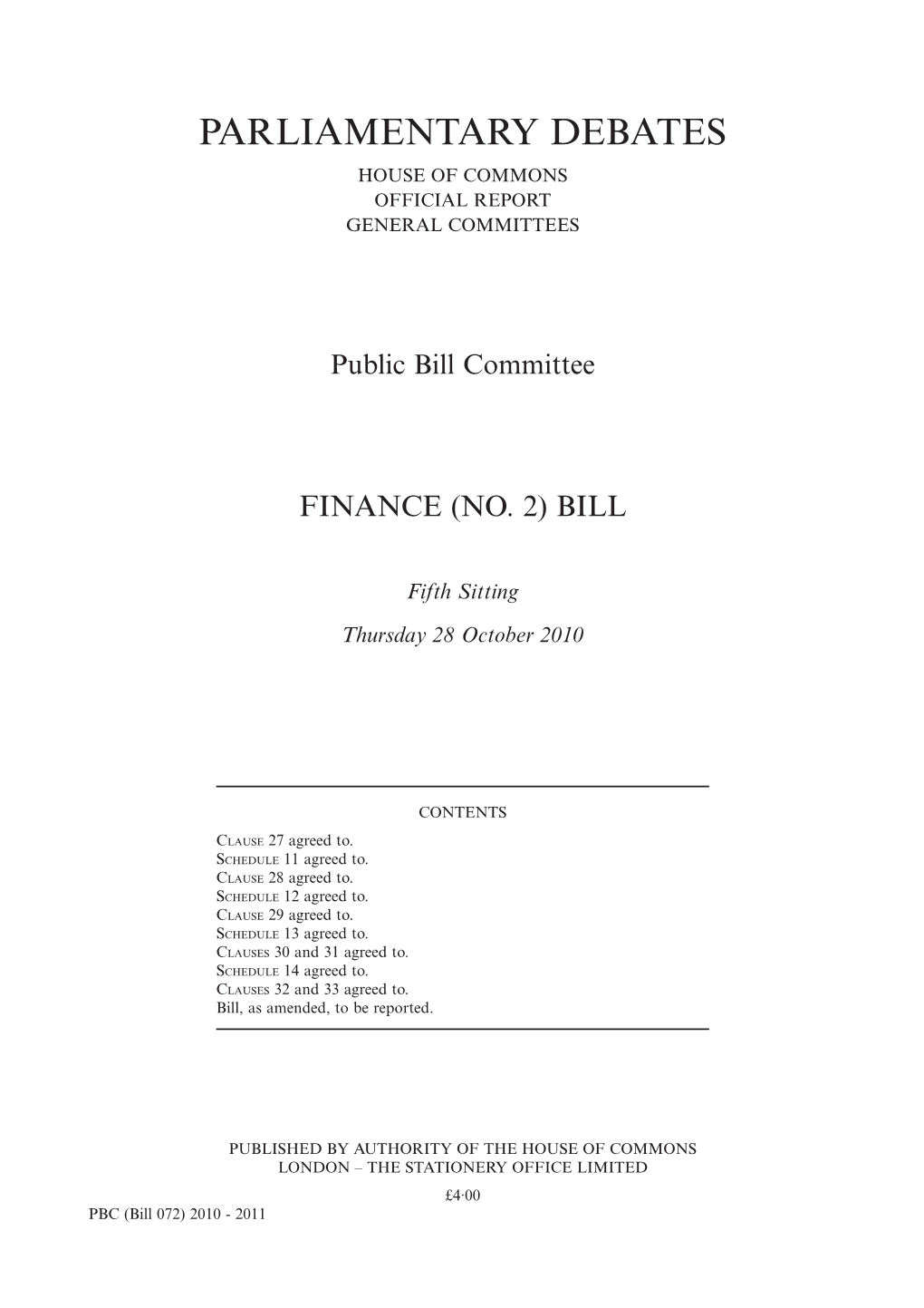 Parliamentary Debates House of Commons Official Report General Committees