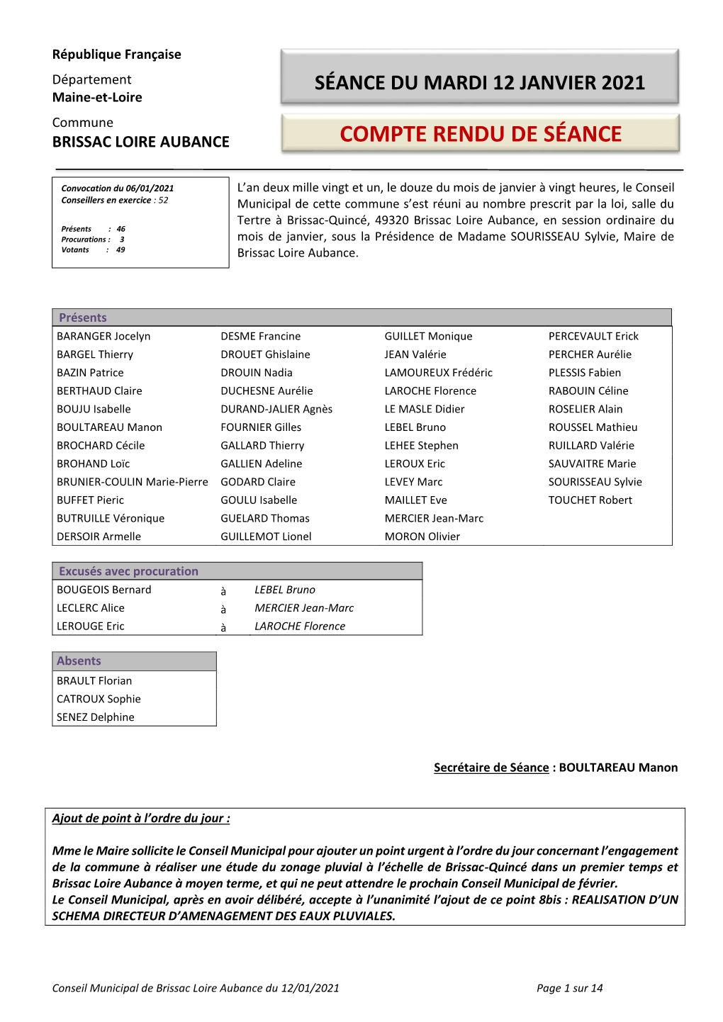 COMPTE RENDU Du 2021-01-12