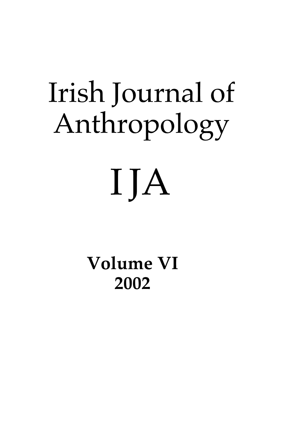Irish Journal of Anthropology I JA