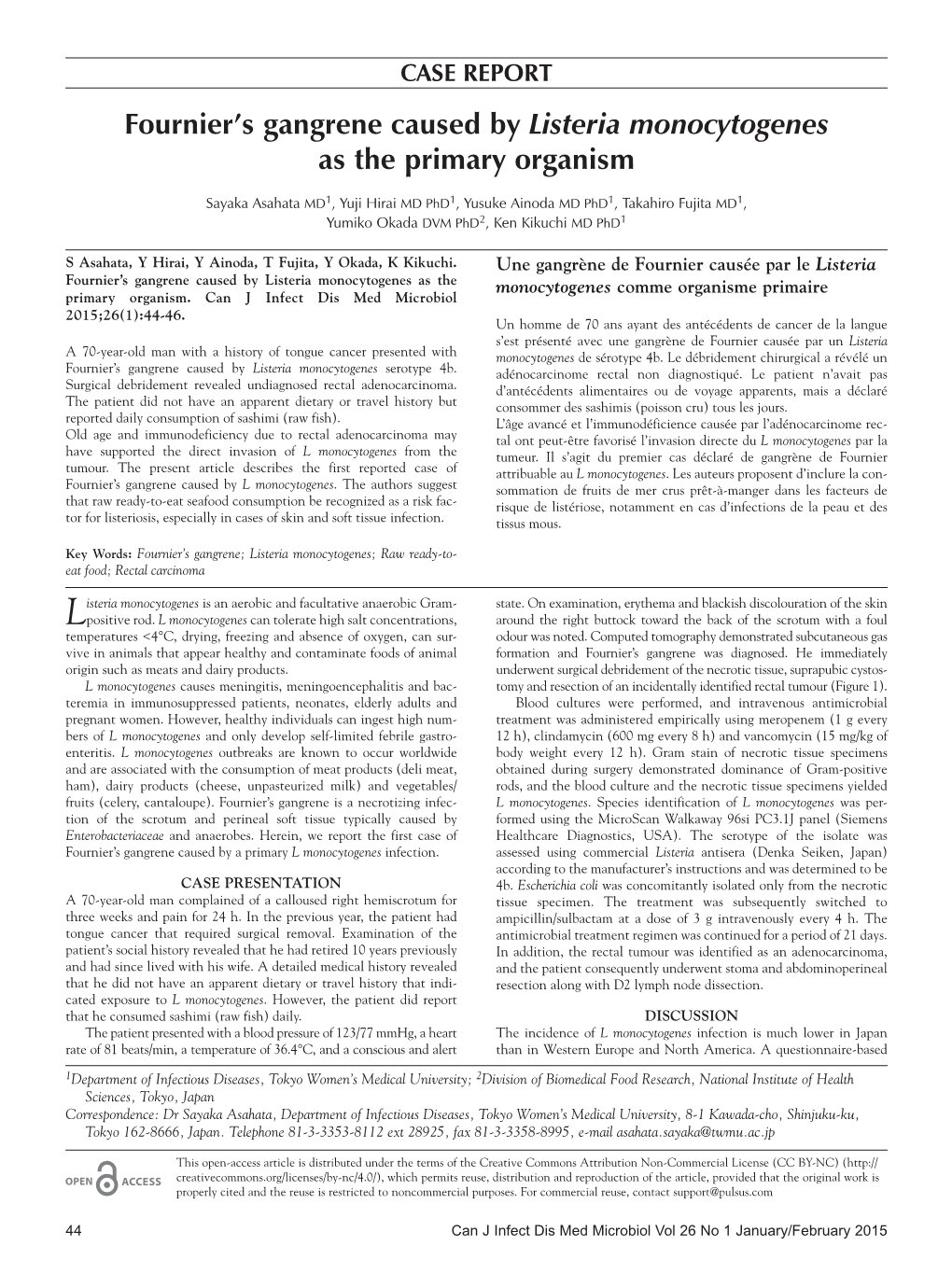 Fournier's Gangrene Caused by Listeria Monocytogenes As