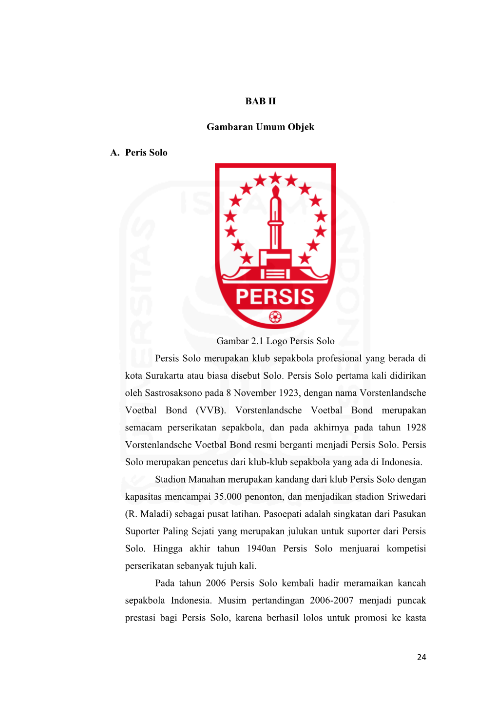 BAB II Gambaran Umum Objek A. Peris Solo Gambar 2.1 Logo Persis