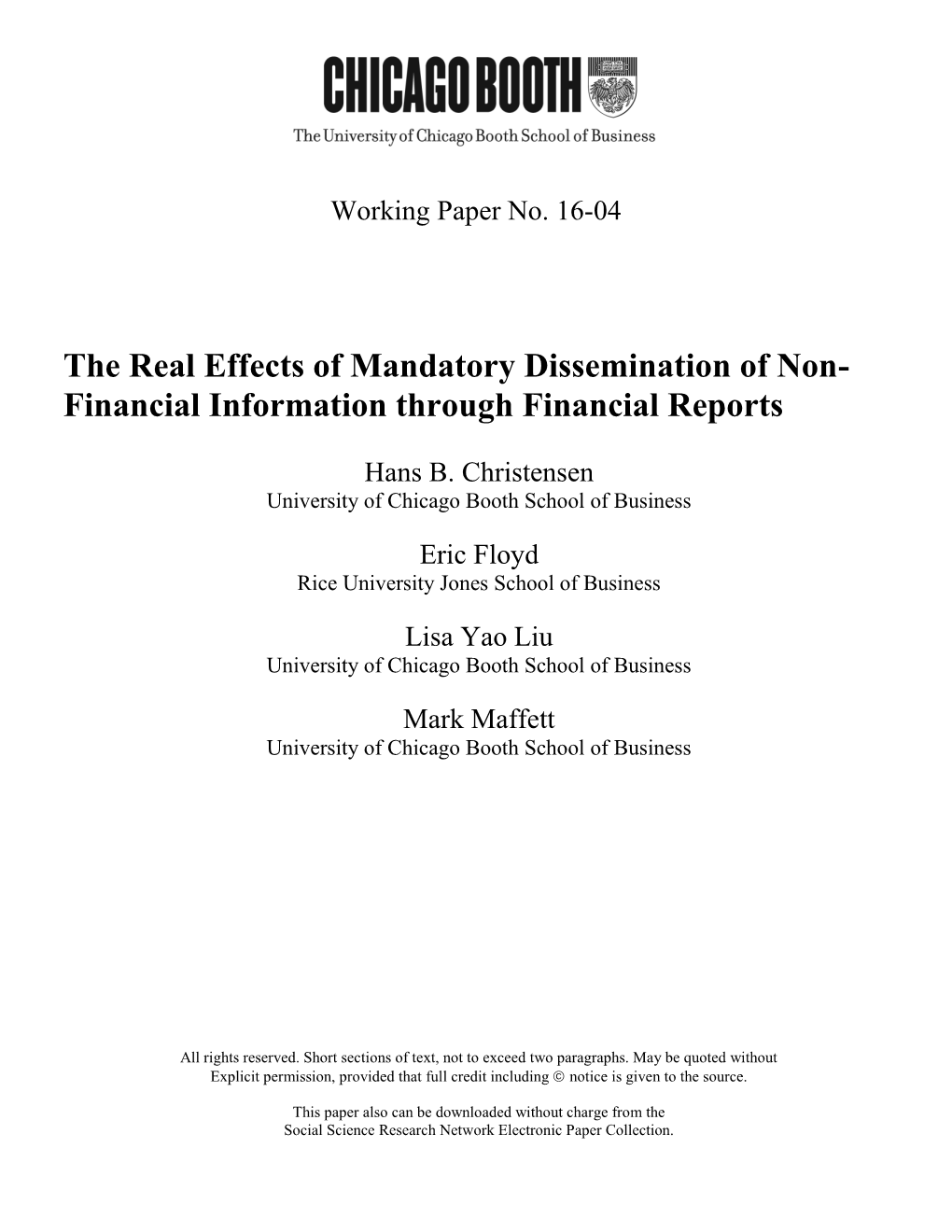 The Real Effects of Mandatory Dissemination of Non- Financial Information Through Financial Reports