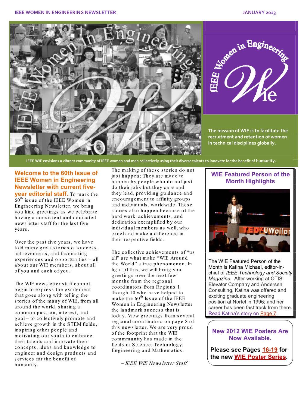 The 60Th Issue of IEEE Women in Engineering Newsletter with Current