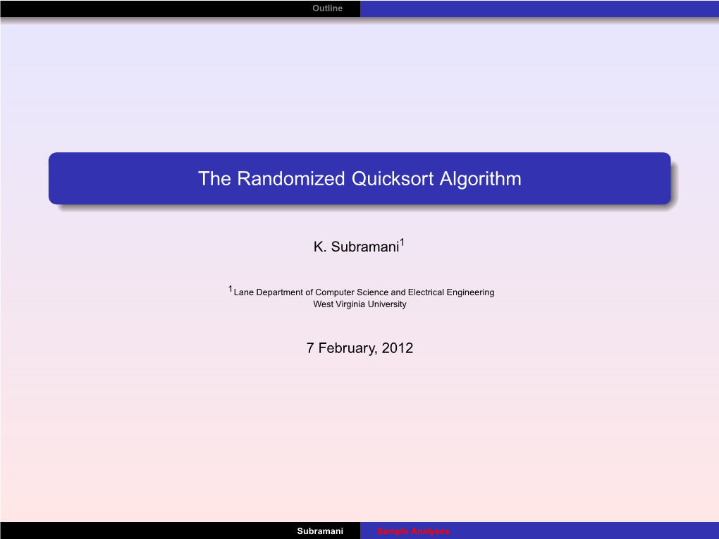 The Randomized Quicksort Algorithm