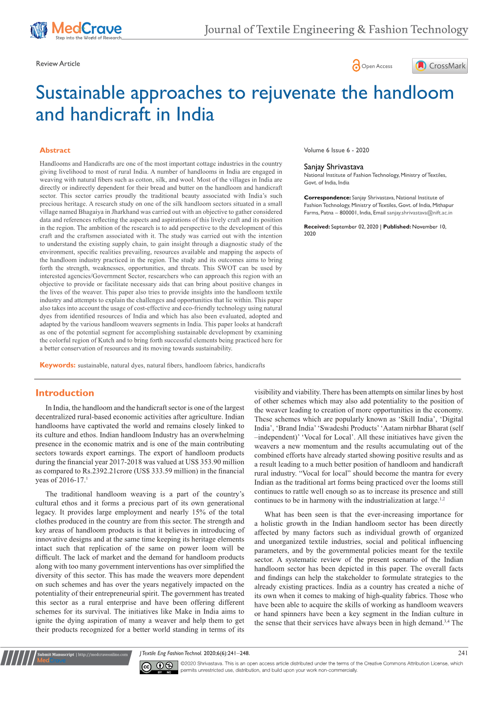 Sustainable Approaches to Rejuvenate the Handloom and Handicraft in India