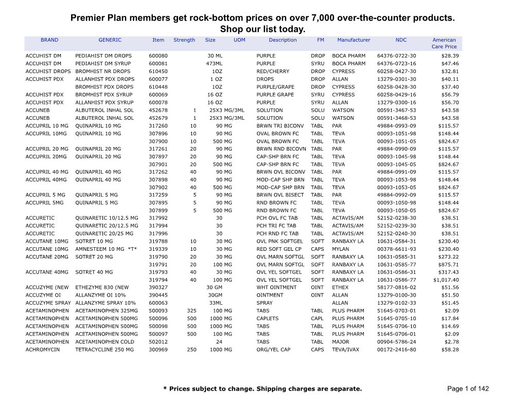 Premier Plan Members Get Rock-Bottom Prices on Over 7,000 Over-The-Counter Products