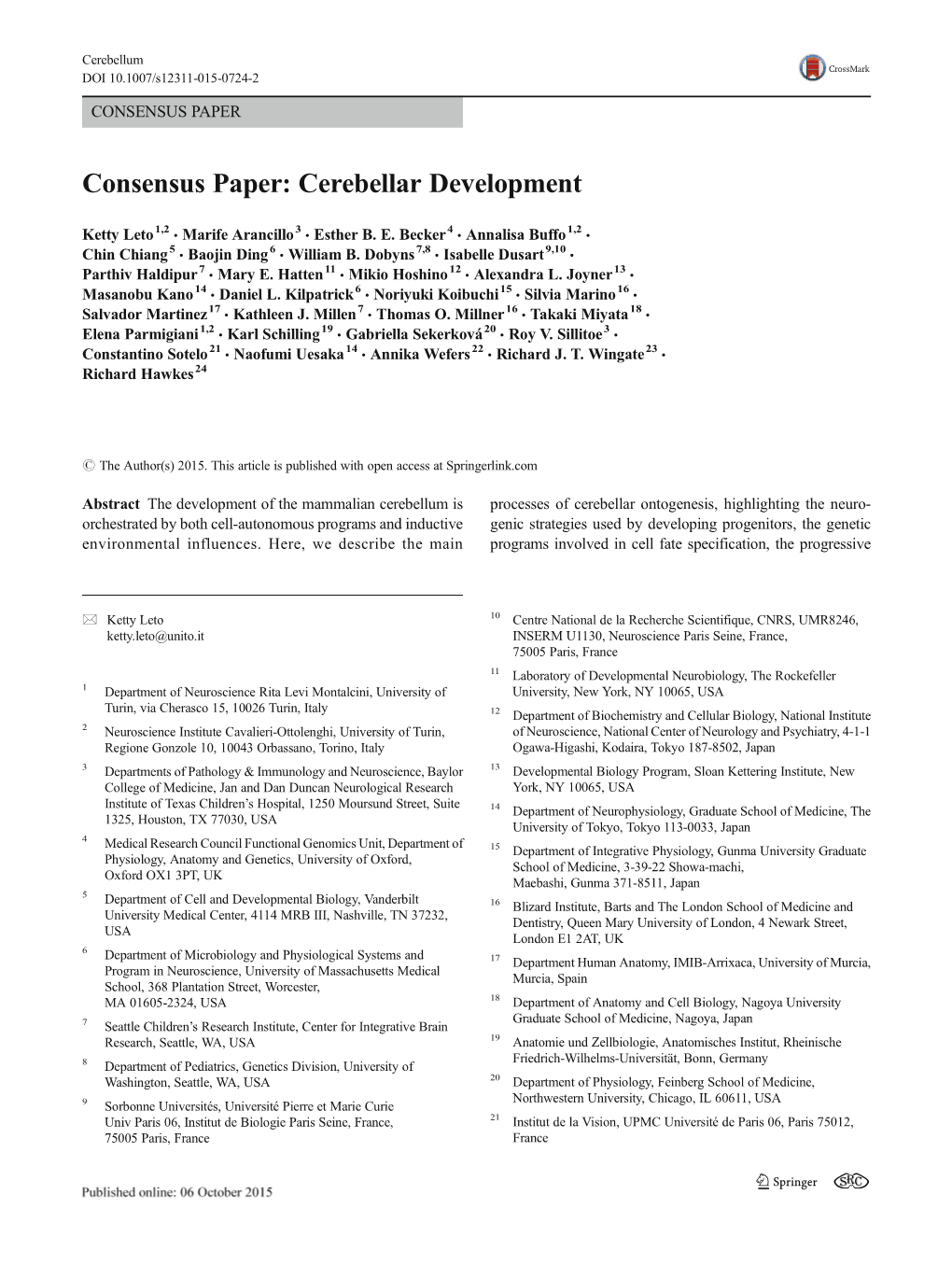 Consensus Paper: Cerebellar Development