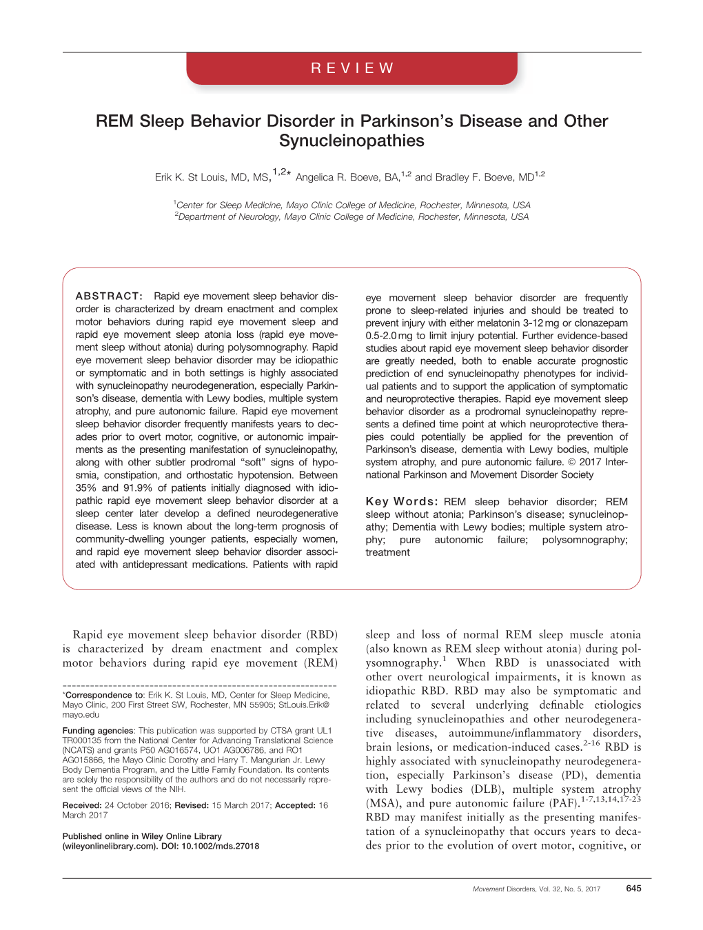 REM Sleep Behavior Disorder in Parkinson&#39