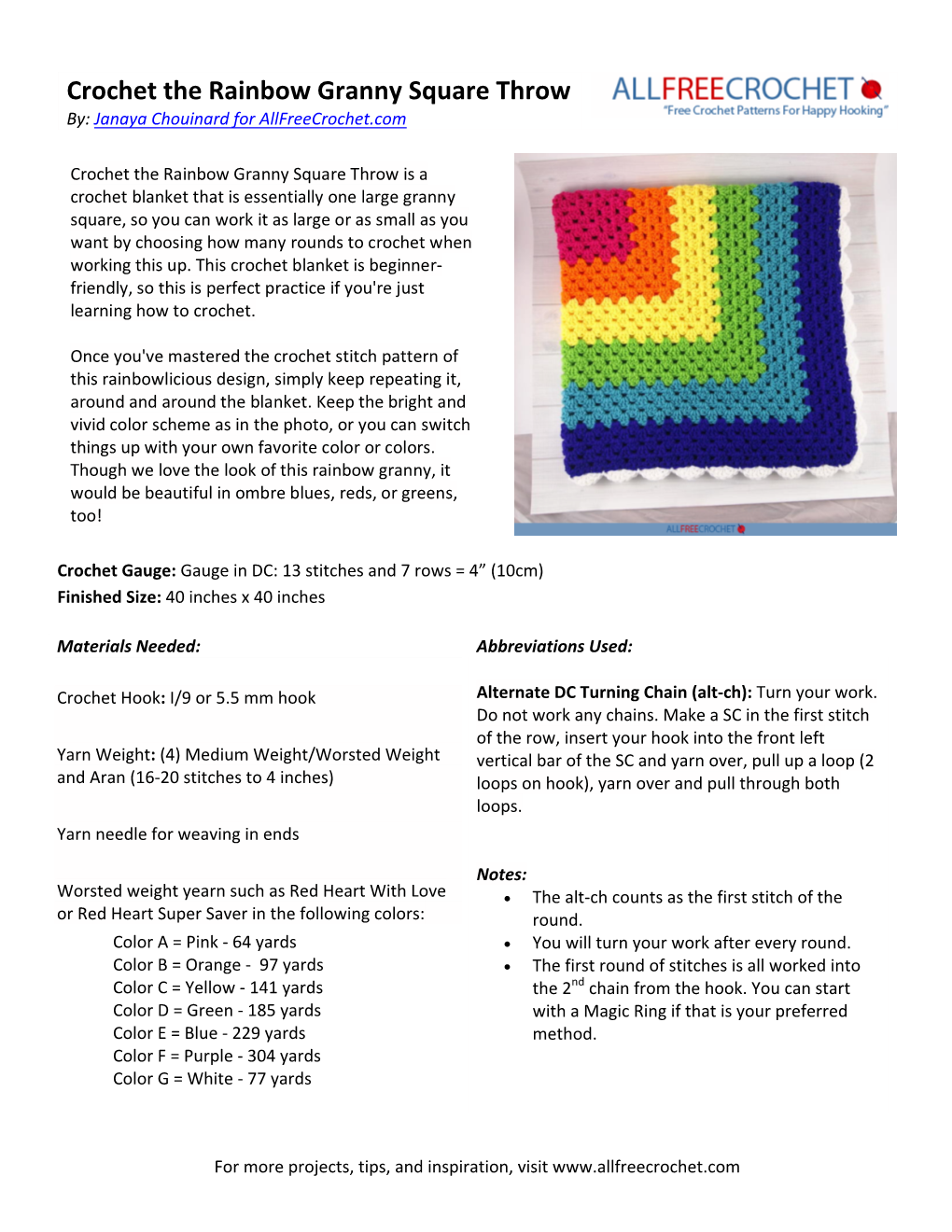 To Download the Crochet the Rainbow Granny Square Throw