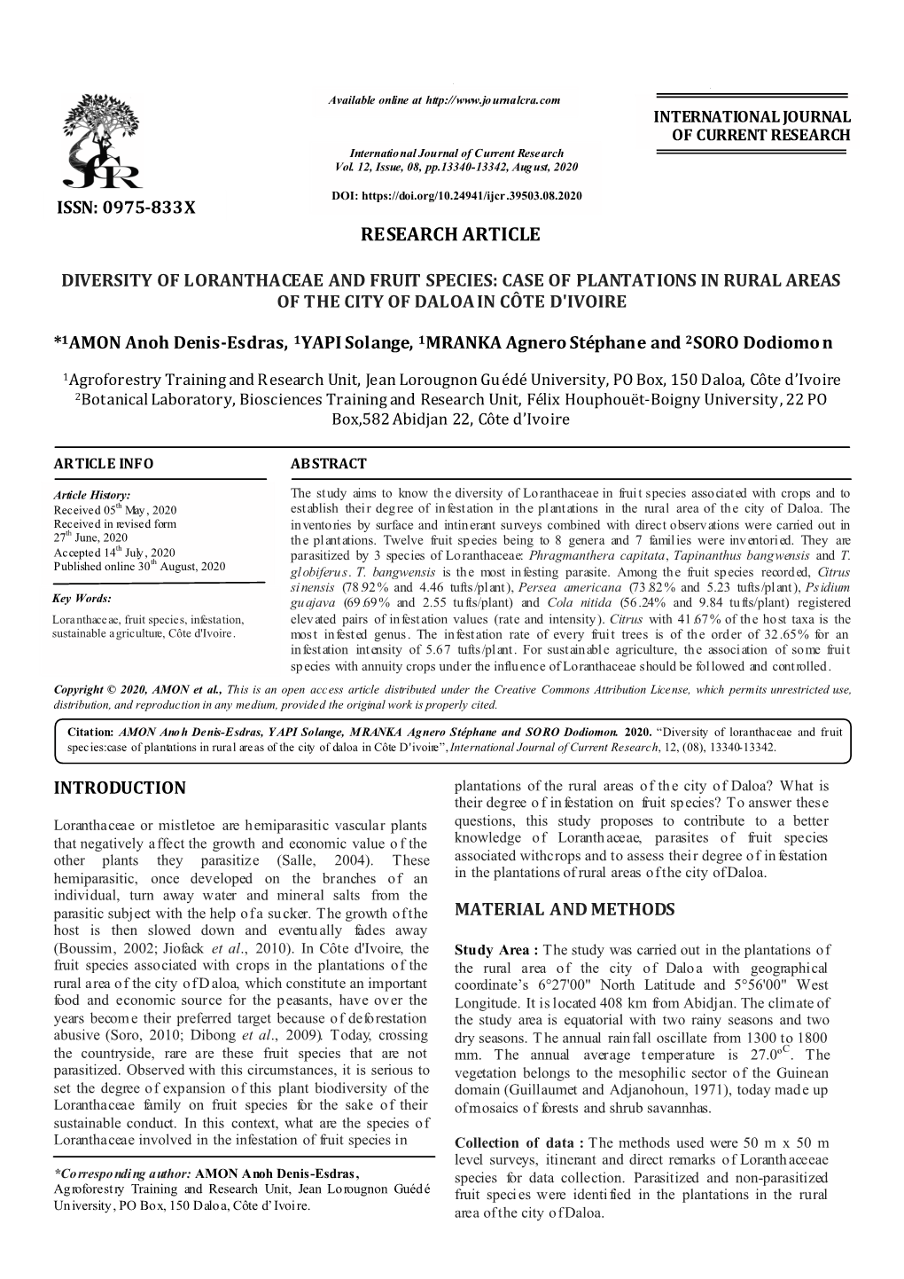 INTERNATIONAL JOURNAL of CURRENT RESEARCH International Journal of Current Research Vol