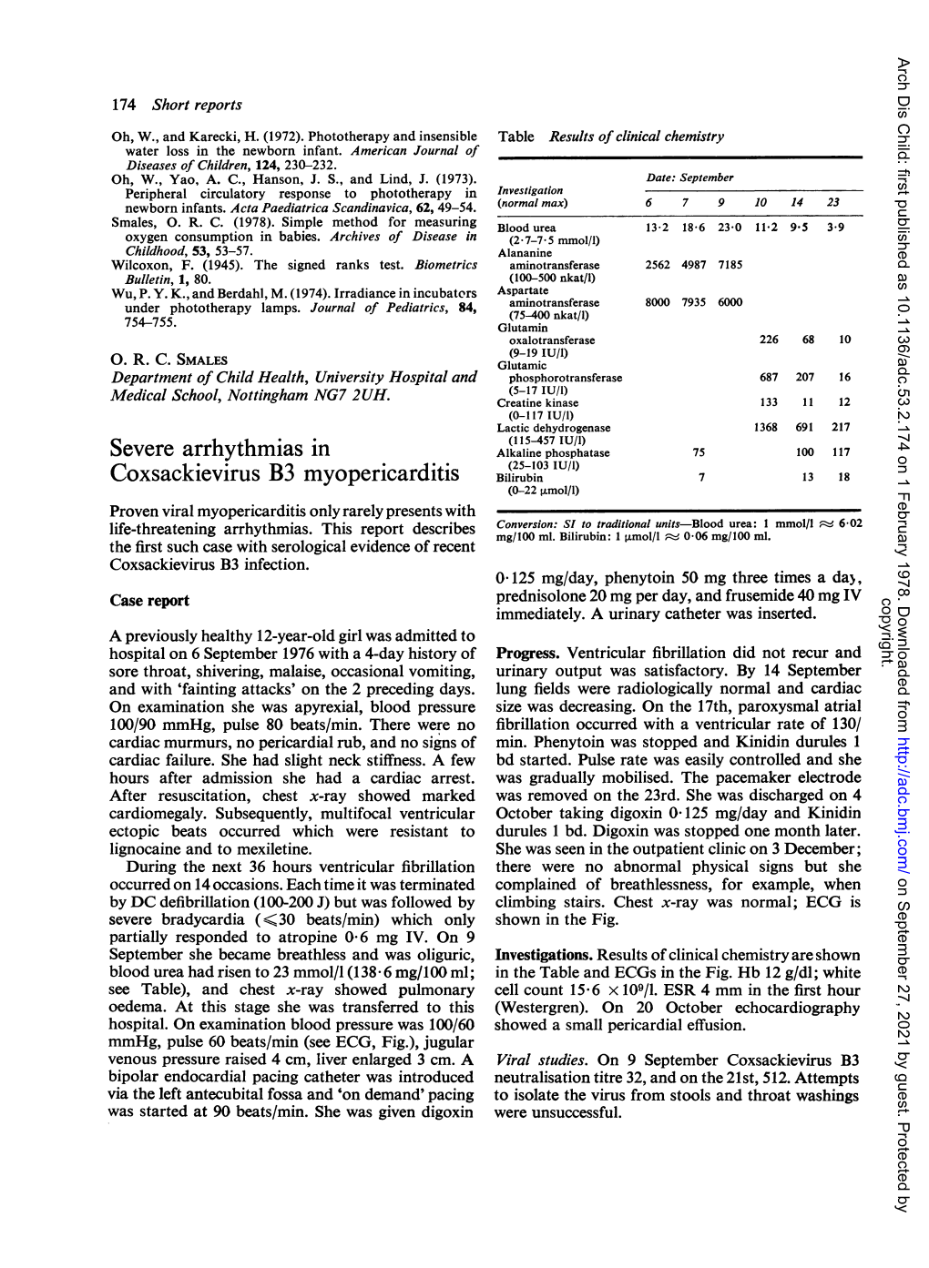 Severe Arrhythmias in Coxsackievirus B3 Myopericarditis