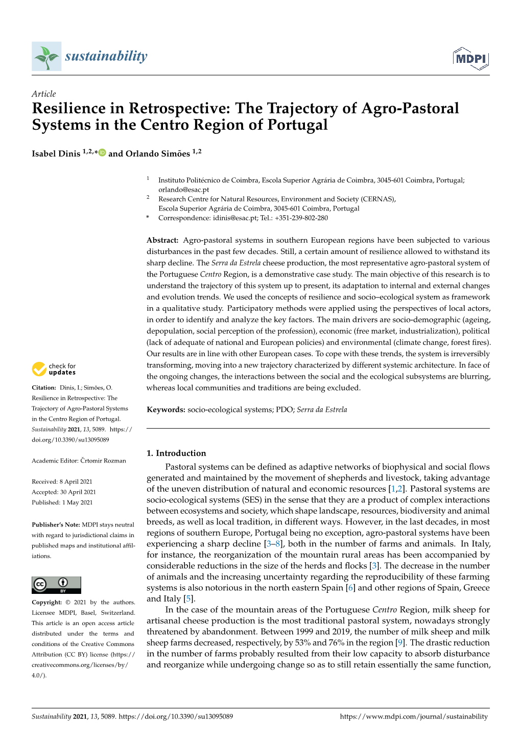 The Trajectory of Agro-Pastoral Systems in the Centro Region of Portugal