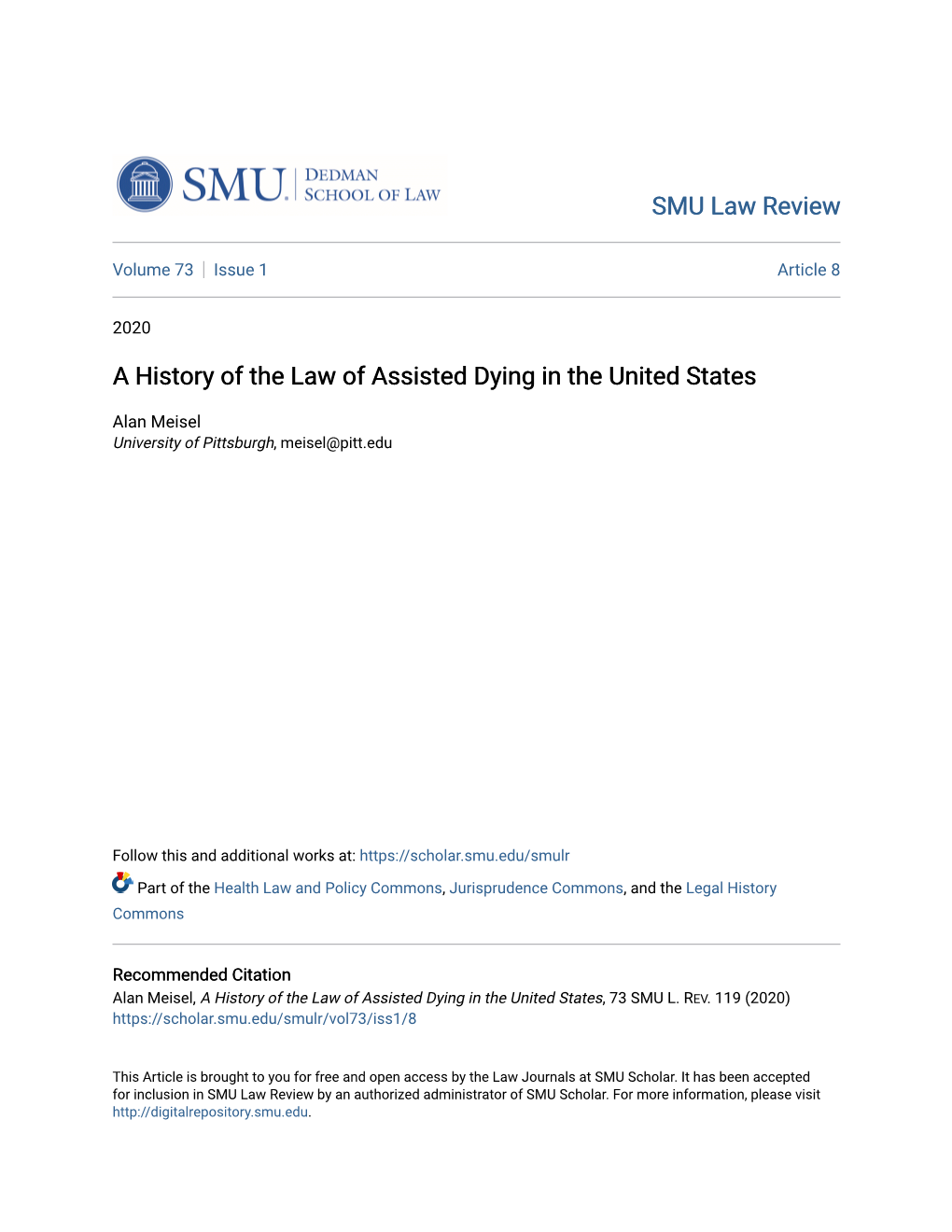 A History of the Law of Assisted Dying in the United States