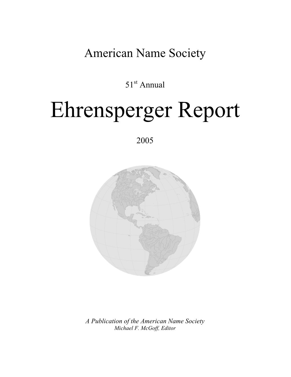 Ehrensperger Report