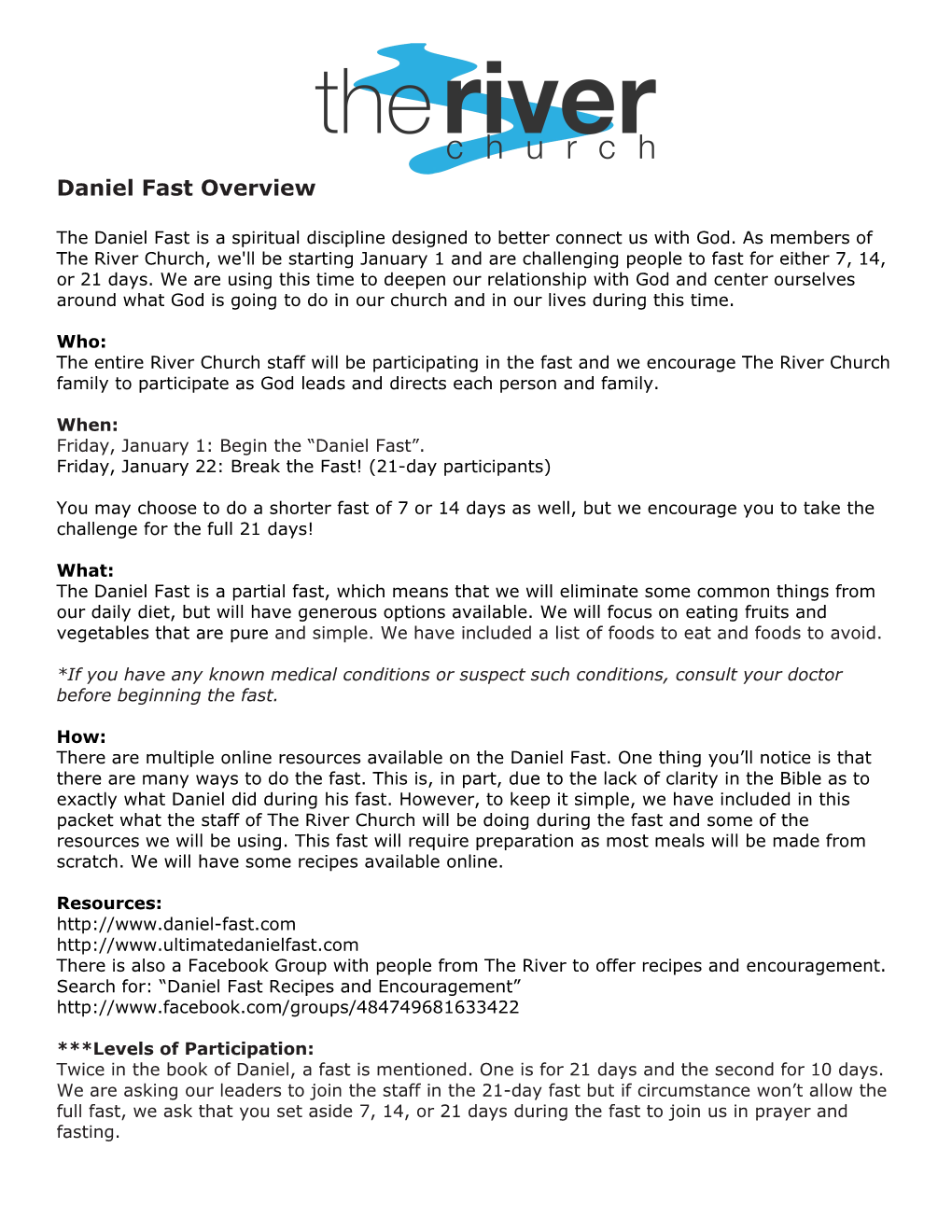 Daniel Fast Overview