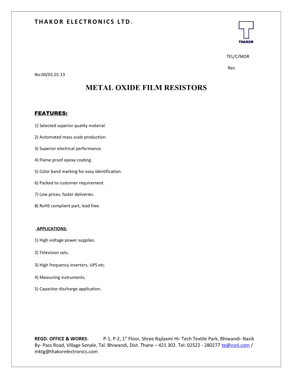 Metal Oxide Film Resistors