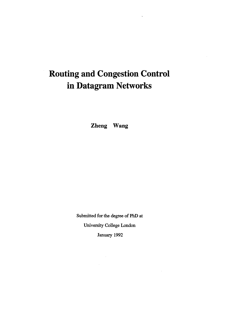 Routing and Congestion Control in Datagram Networks
