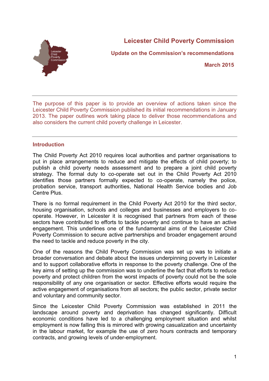 Leicester Child Poverty Commission