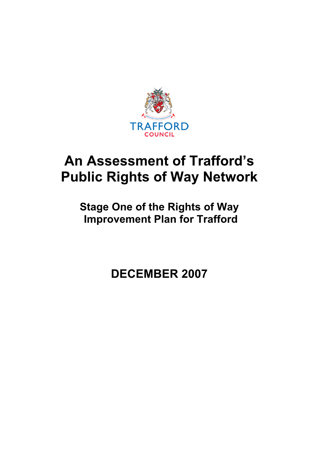An Assessment of Trafford's Public Rights of Way Network