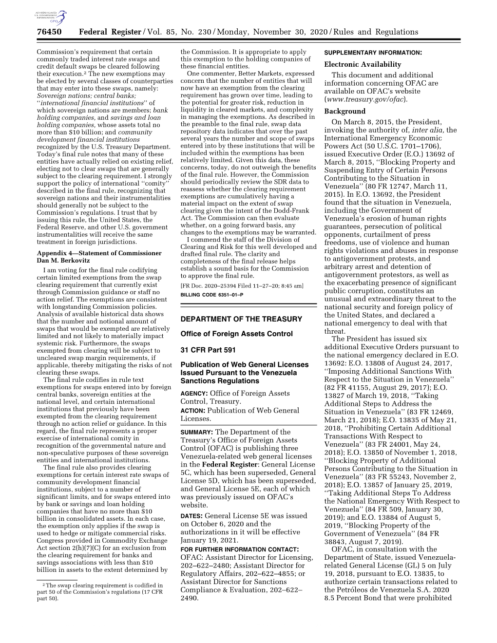 Federal Register/Vol. 85, No. 230/Monday, November 30, 2020