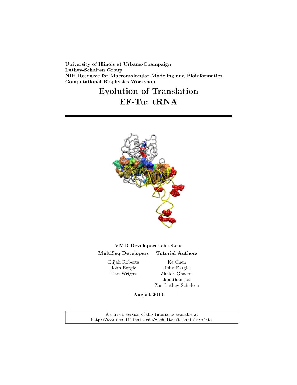 Evolution of Translation EF-Tu: Trna