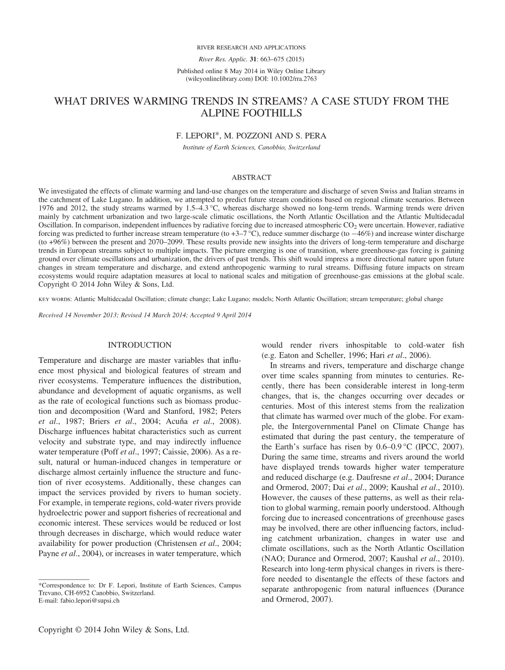 What Drives Warming Trends in Streams? a Case Study from the Alpine Foothills