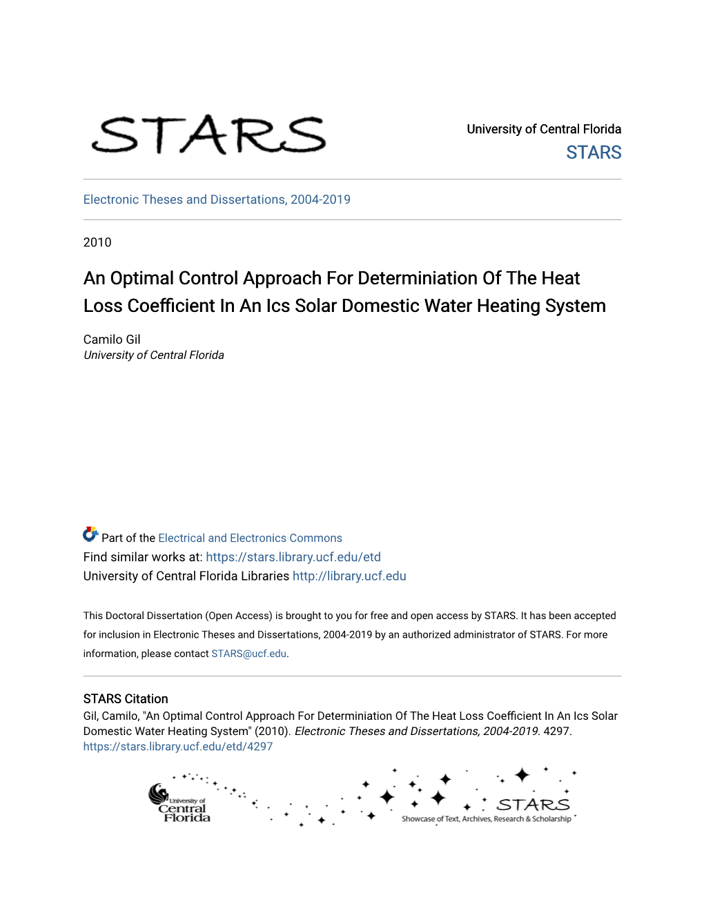 An Optimal Control Approach for Determiniation of the Heat Loss Coefficient in an Ics Solar Domesticater W Heating System