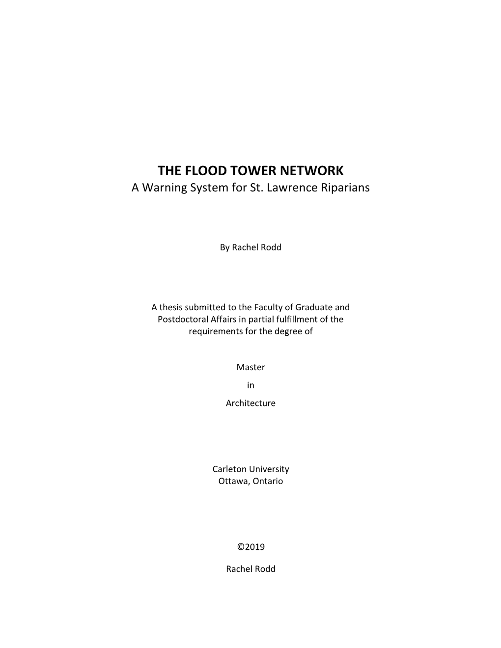 THE FLOOD TOWER NETWORK a Warning System for St