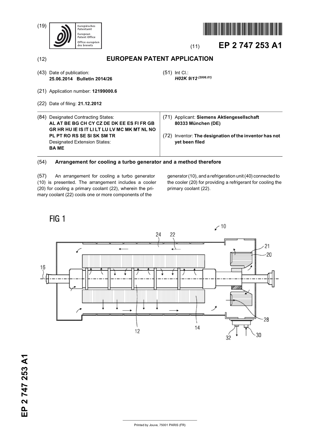 Arrangement for Cooling a Turbo Generator and a Method Therefore