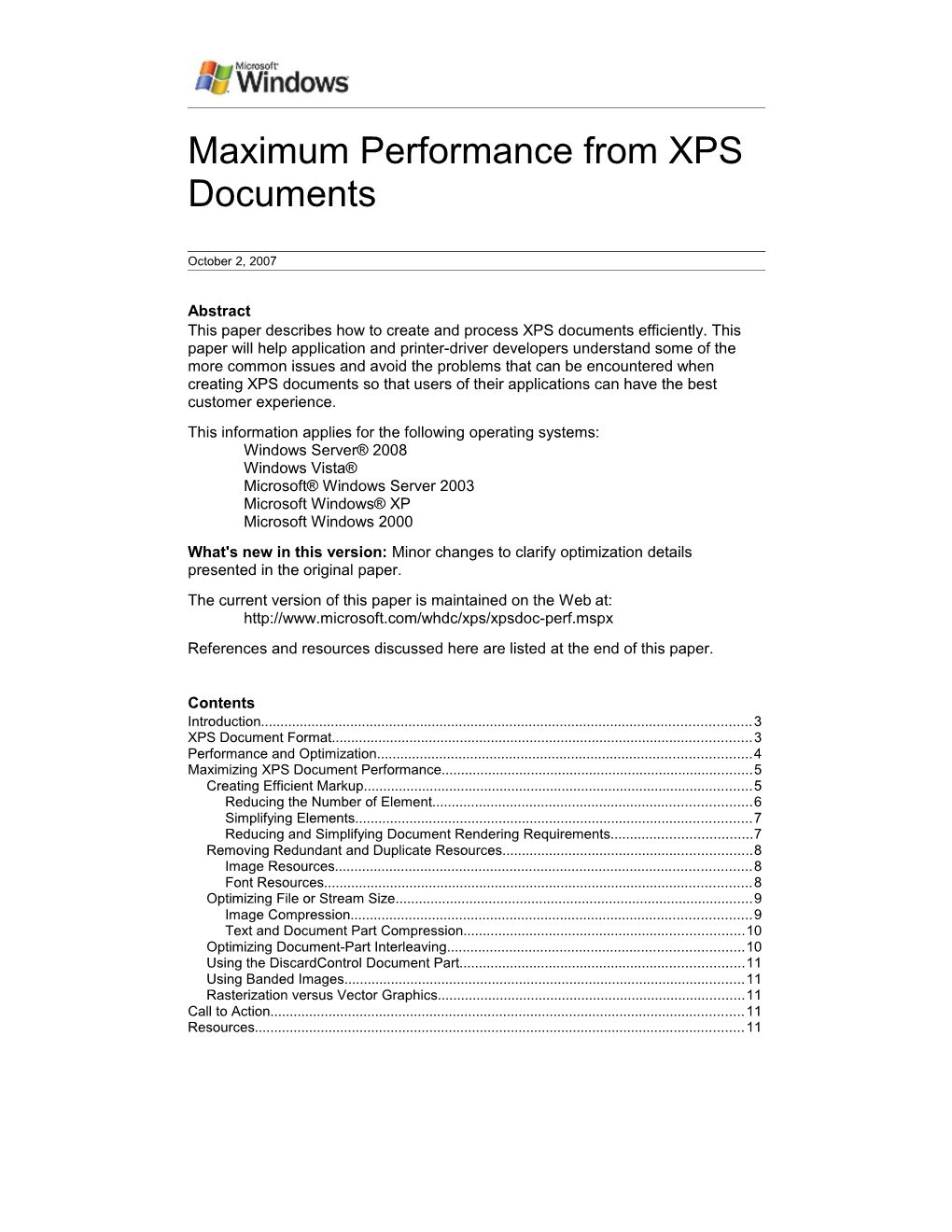 Maximum Performance From XPS Documents