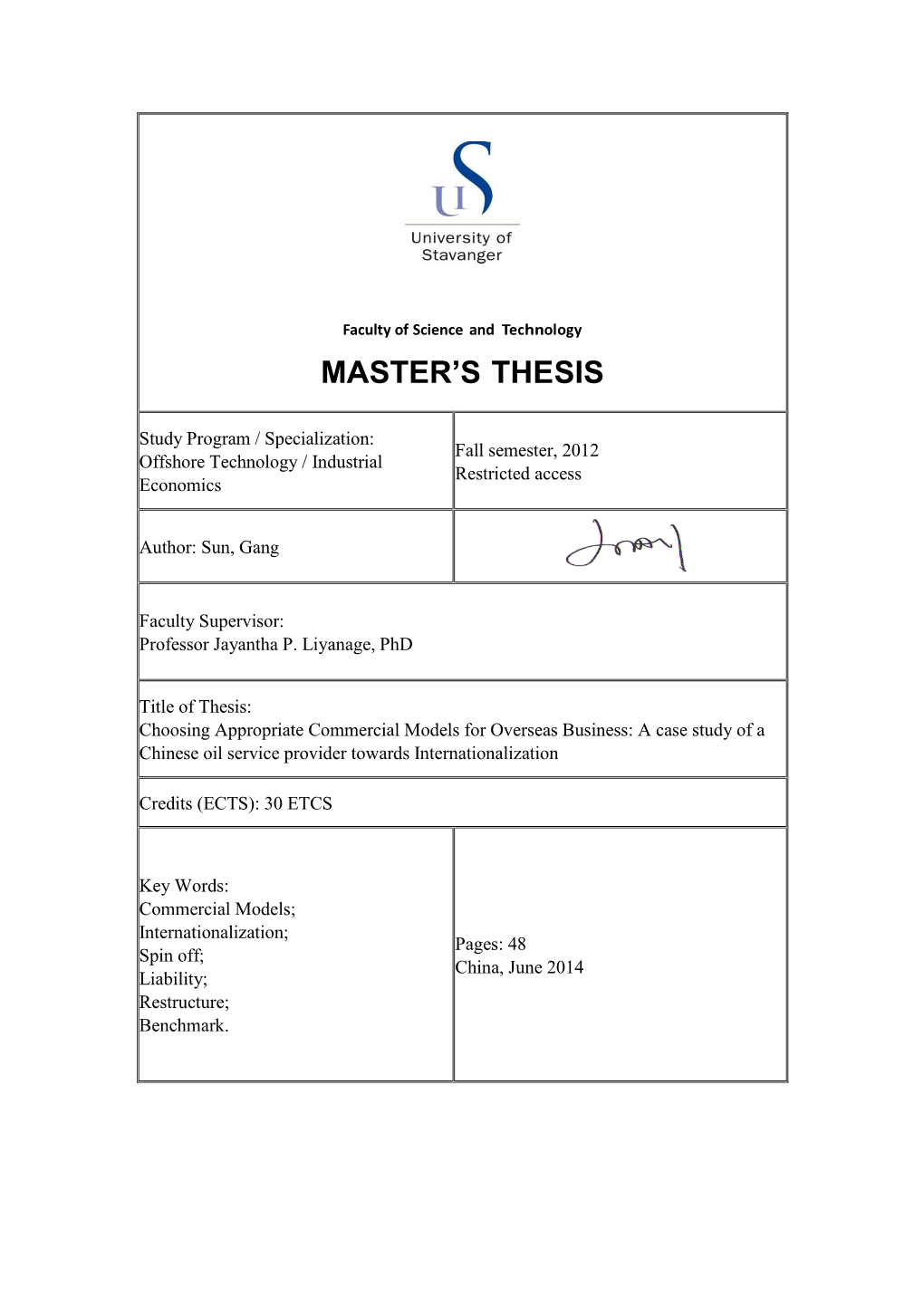 Master's Thesis