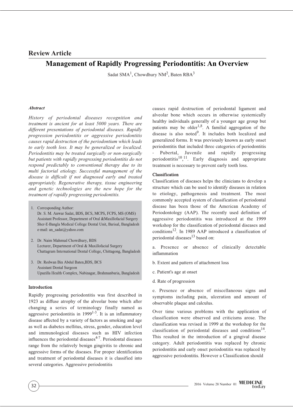 Management of Rapidly Progressing Periodontitis: an Overview