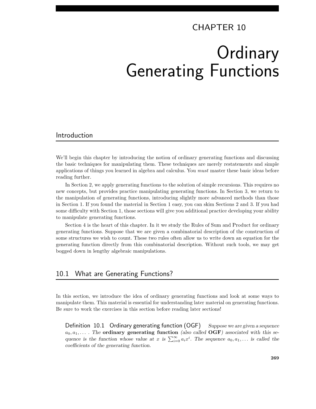 Ordinary Generating Functions