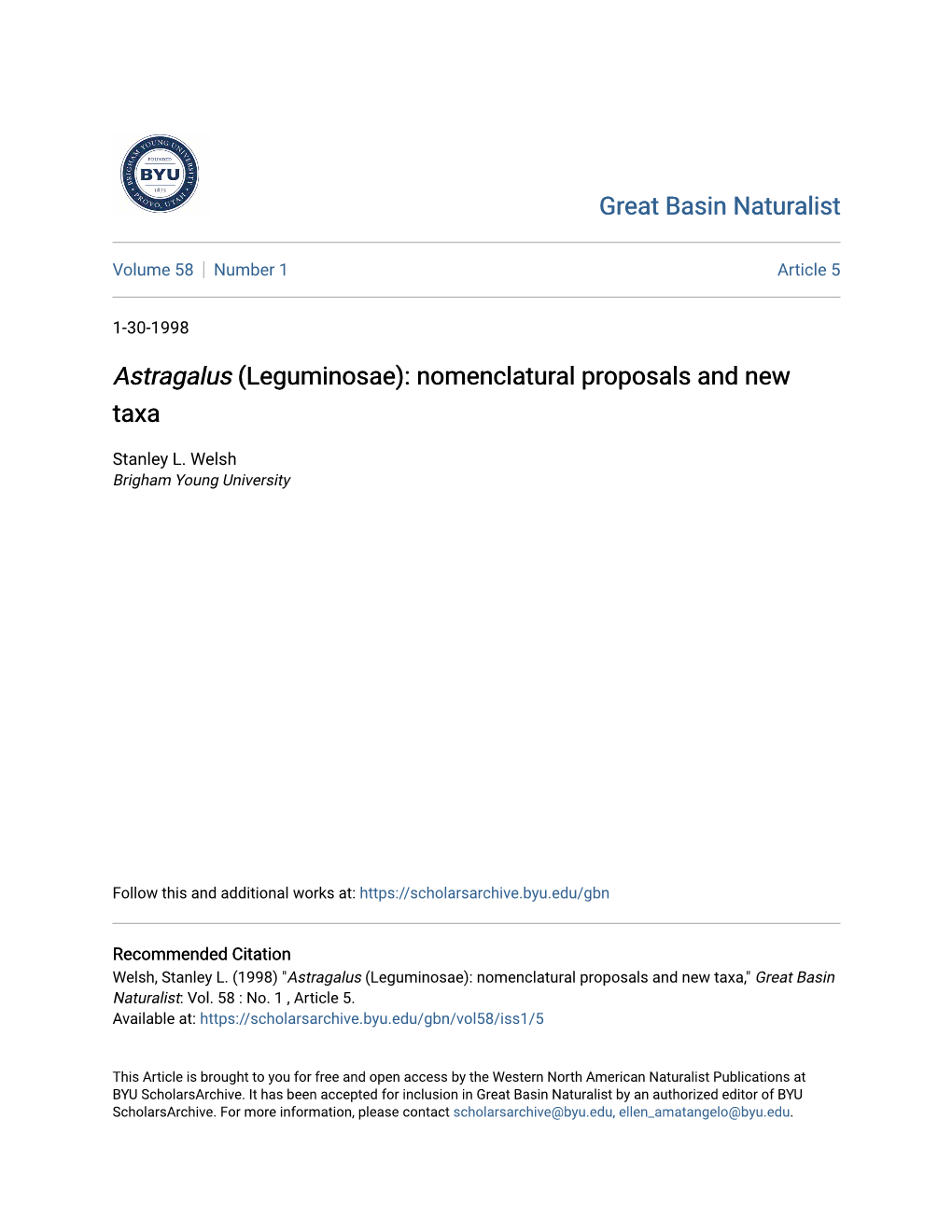 (Leguminosae): Nomenclatural Proposals and New Taxa