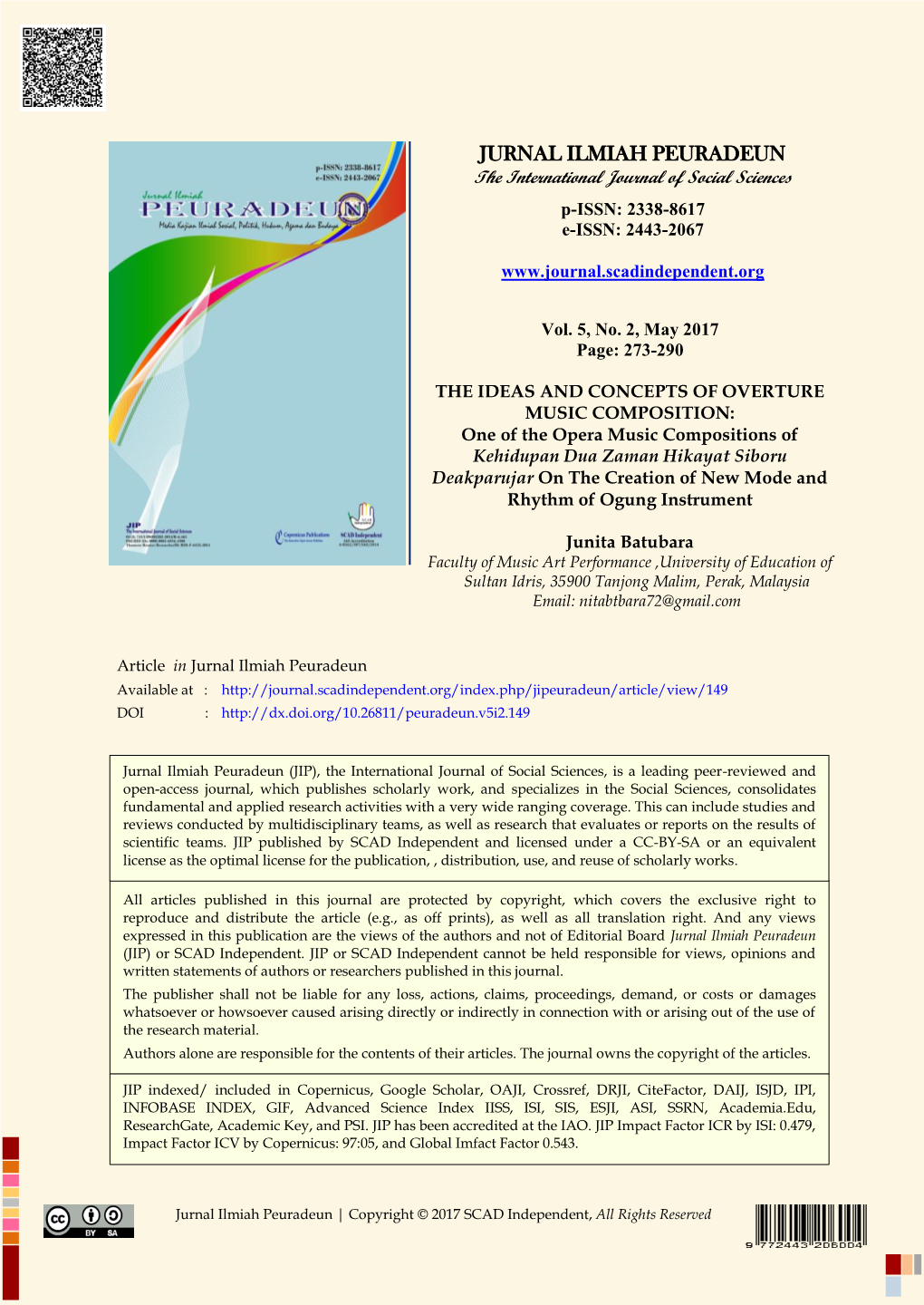 JURNAL ILMIAH PEURADEUN the International Journal of Social Sciences P-ISSN: 2338-8617 E-ISSN: 2443-2067