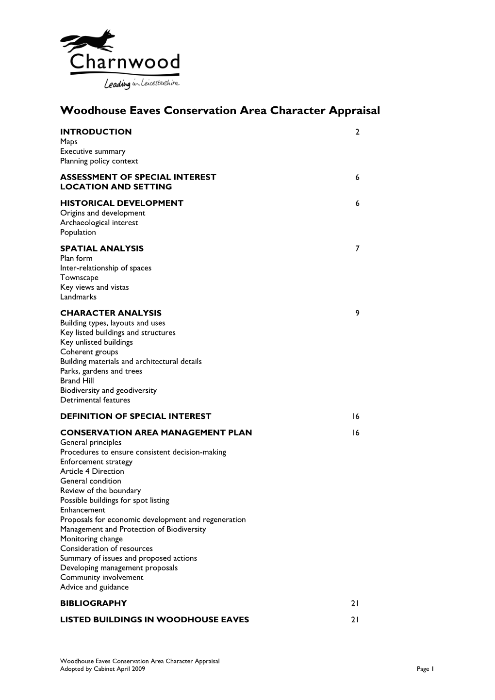 Woodhouse Eaves Conservation Area Character Appraisal