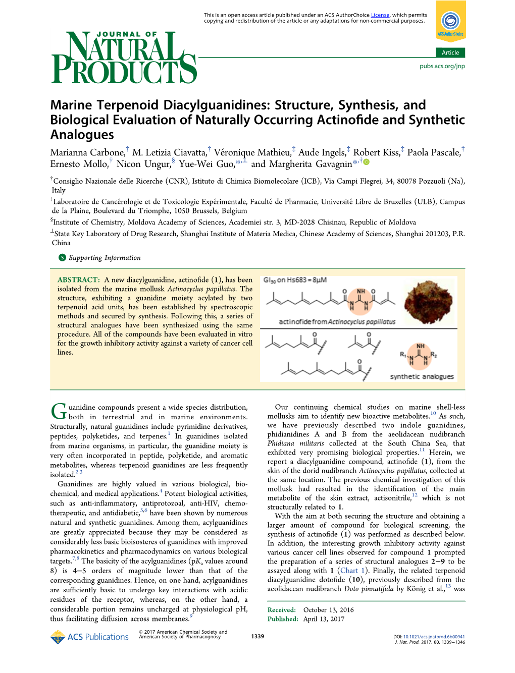 Marine Terpenoid Diacylguanidines: Structure, Synthesis, and Biological