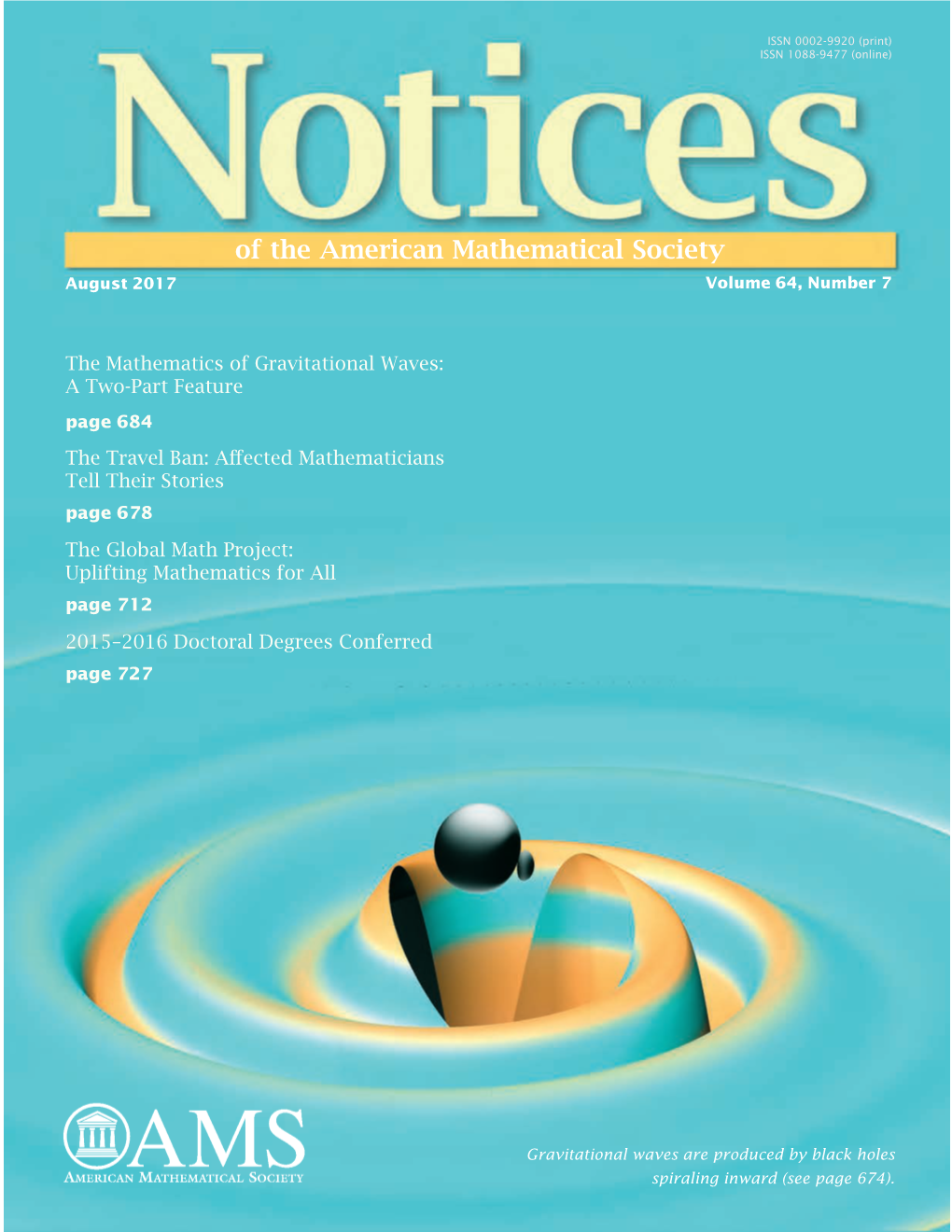 Of the American Mathematical Society August 2017 Volume 64, Number 7