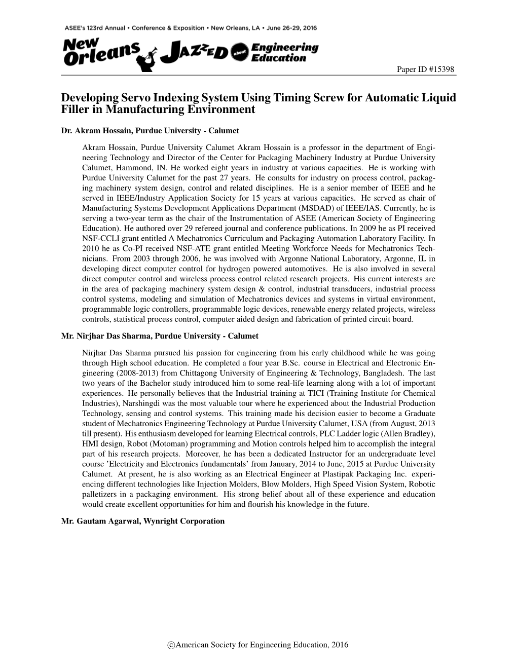 Developing Servo Indexing System Using Timing Screw for Automatic Liquid Filler in Manufacturing Environment