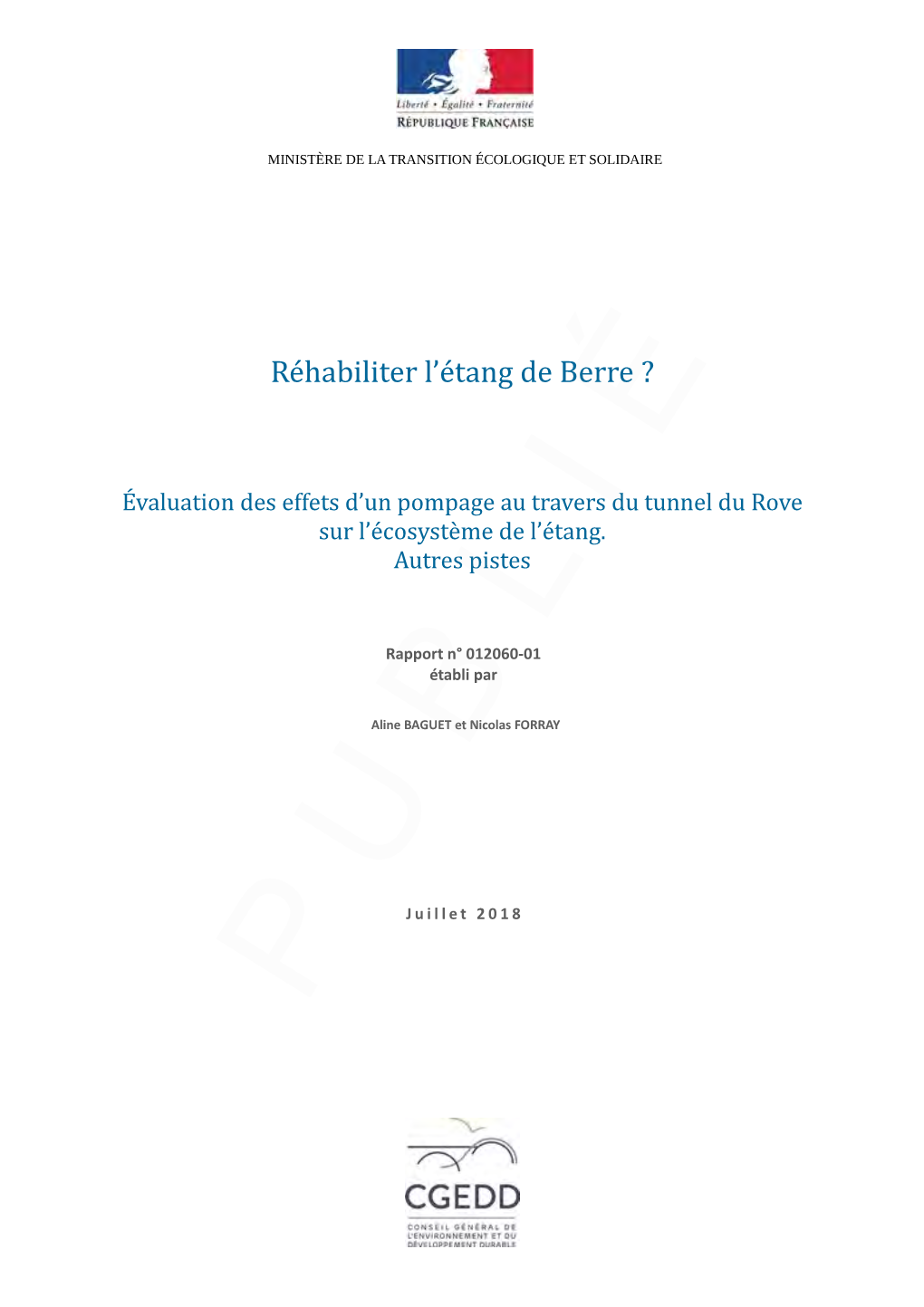 Réhabiliter L'étang De Berre ? Page 1/84