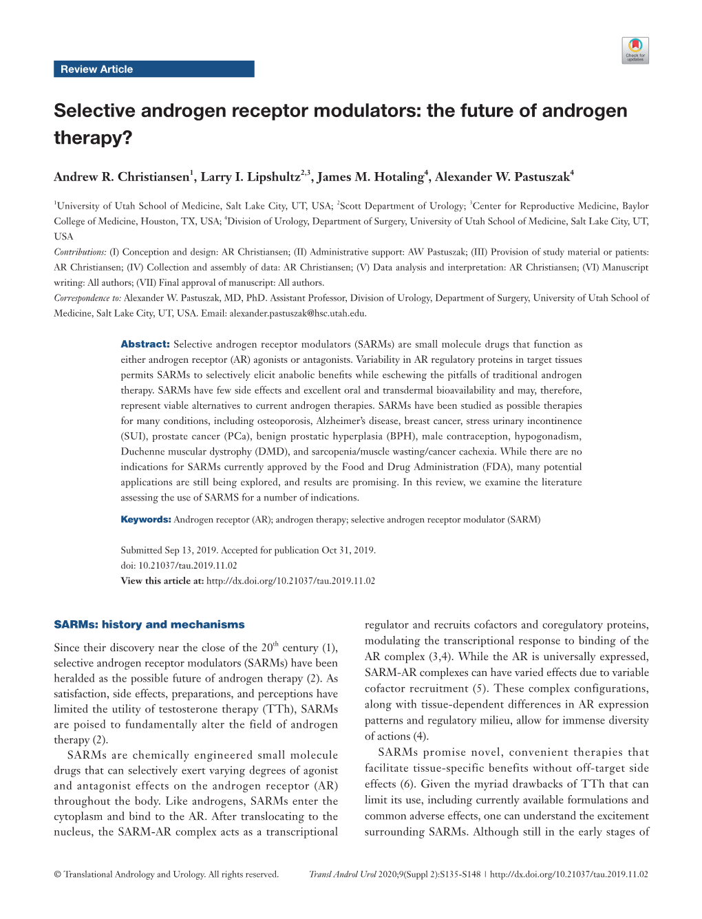 Selective Androgen Receptor Modulators: the Future of Androgen Therapy?