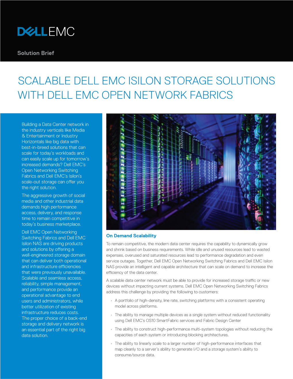 Scalable Dell Emc Isilon Storage Solutions with Dell Emc Open Network Fabrics