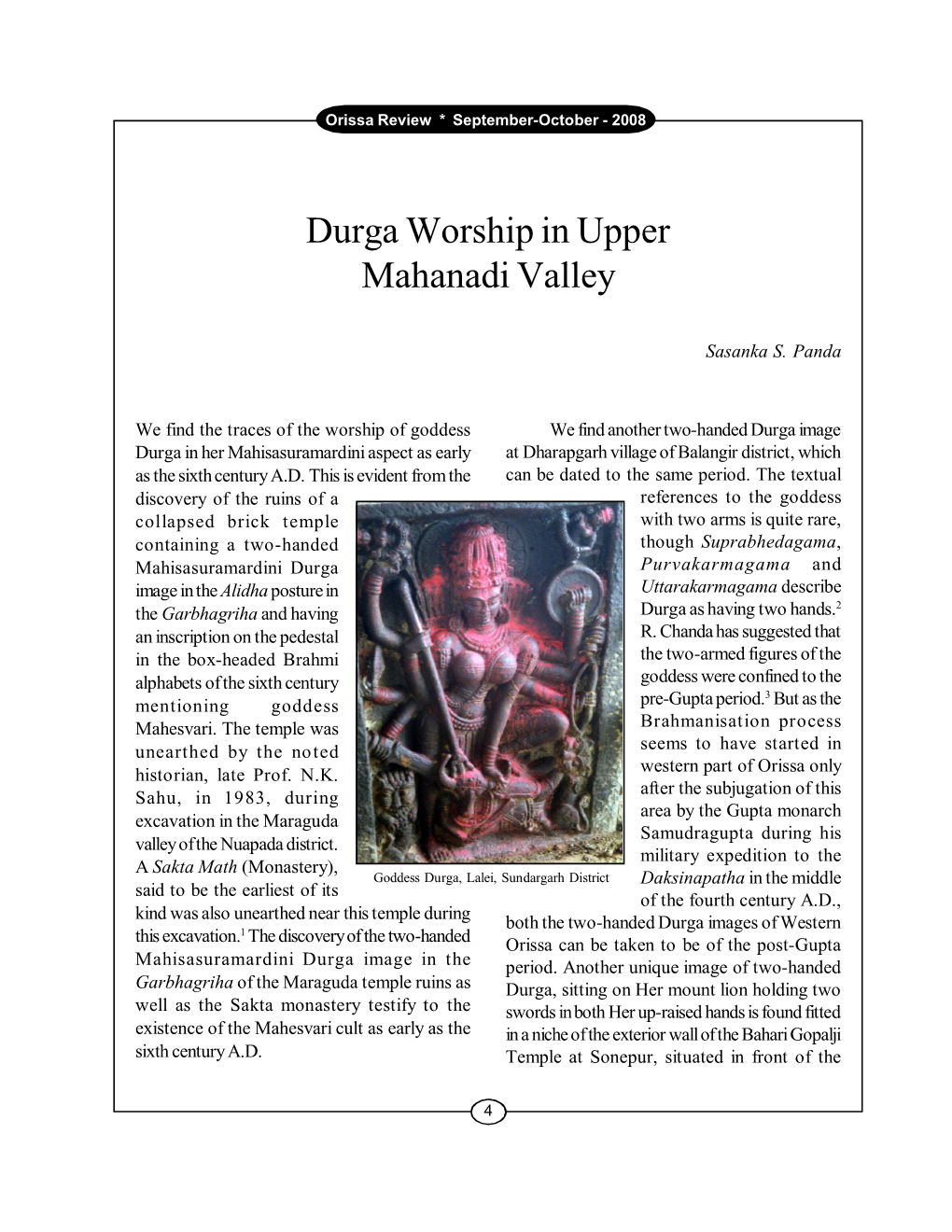 Durga Worship in Upper Mahanadi Valley
