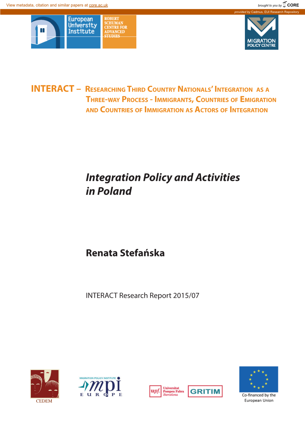 Integration Policy and Activities in Poland