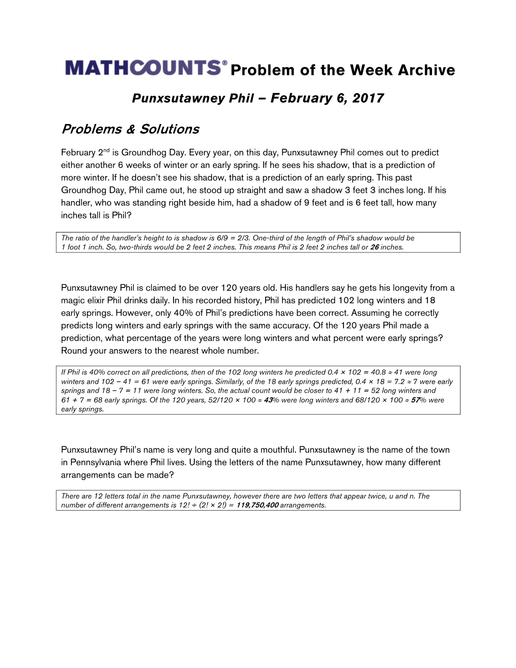 Punxsutawney Phil – February 6, 2017